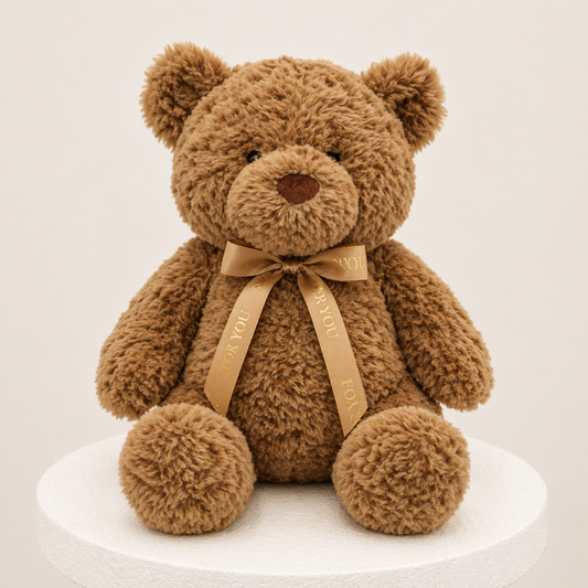Brown Teddy Bear with Ribbon Bow