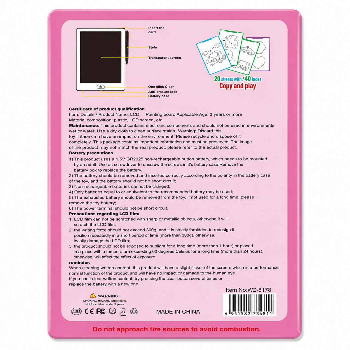 LCD Picture Book for Kids – Copy Draw and Learn (Pink)