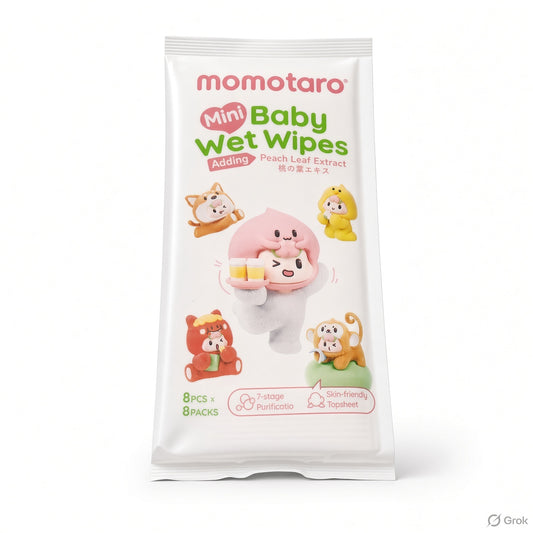 Mini Momotaro Baby Wet Wipes | Peach Leaf Extract Travel Pack