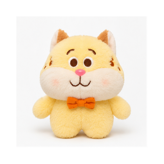 Soft toy cat with bow