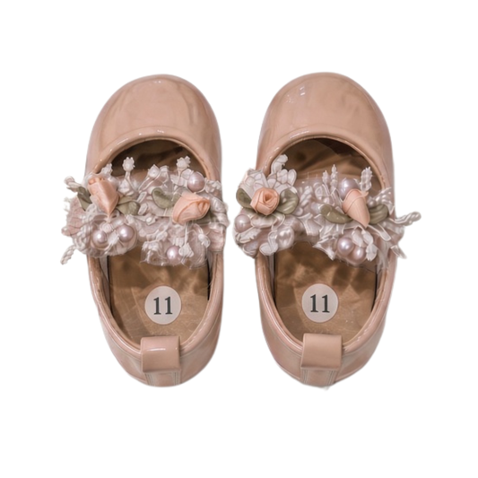 Baby Girl Shoes | Pink Lace Flower Christening Shoes