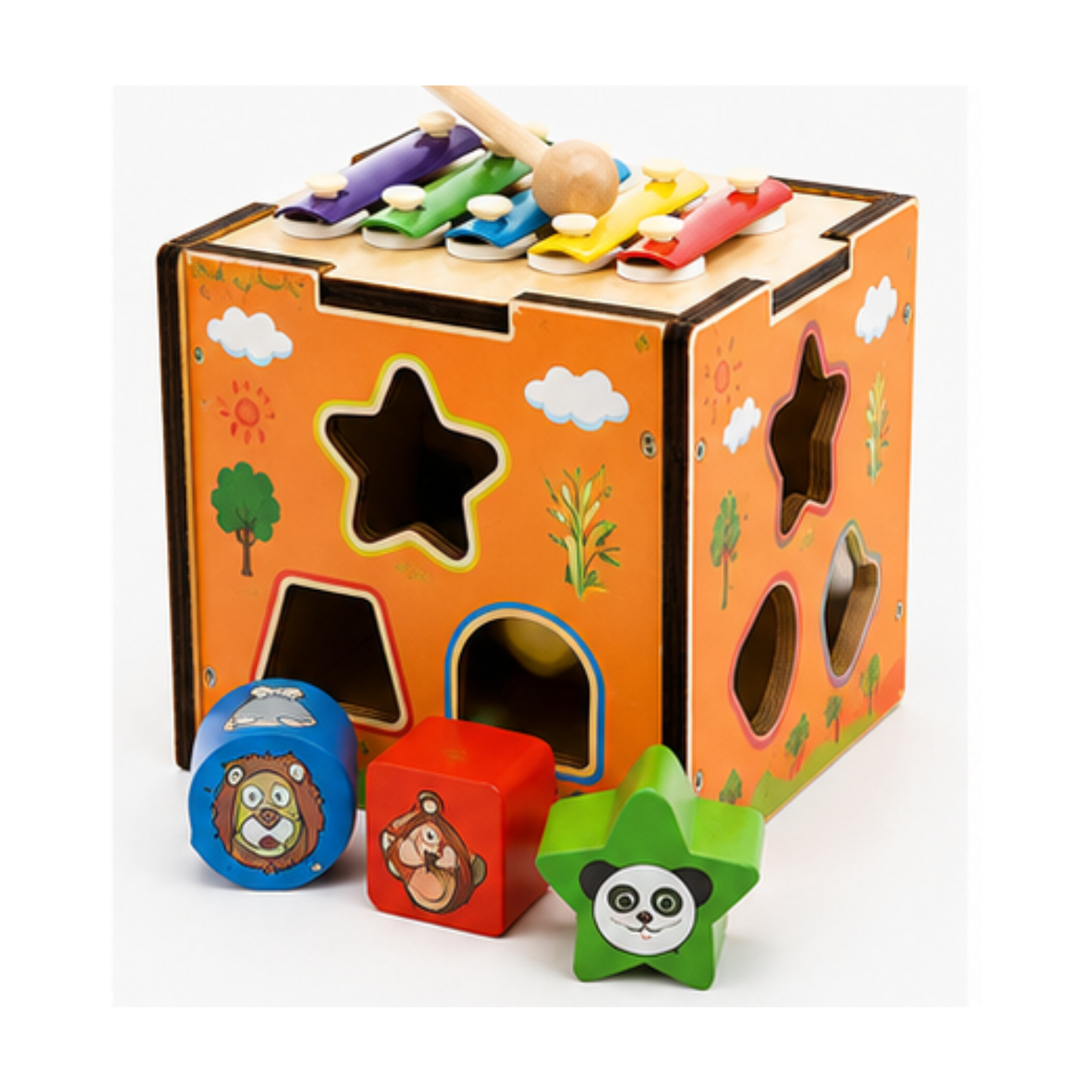 Multi-functional geometry wooden play set