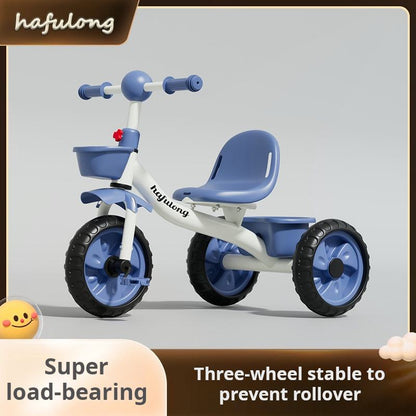 Kids 3-Wheel Folding Tricycle with Training Wheels in blue color