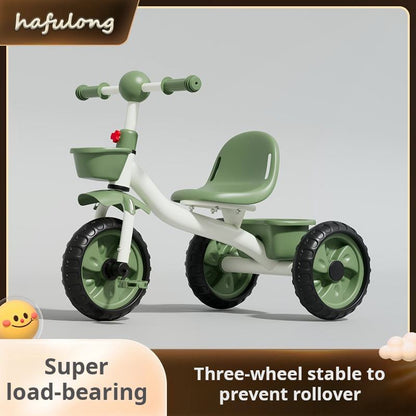 Kids 3-Wheel Folding Tricycle with Training Wheels in green color