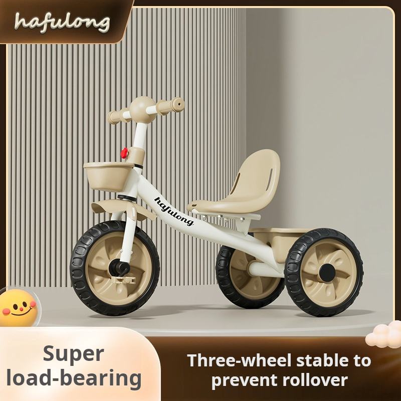 Kids 3-Wheel Folding Tricycle with Training Wheels in yellow color