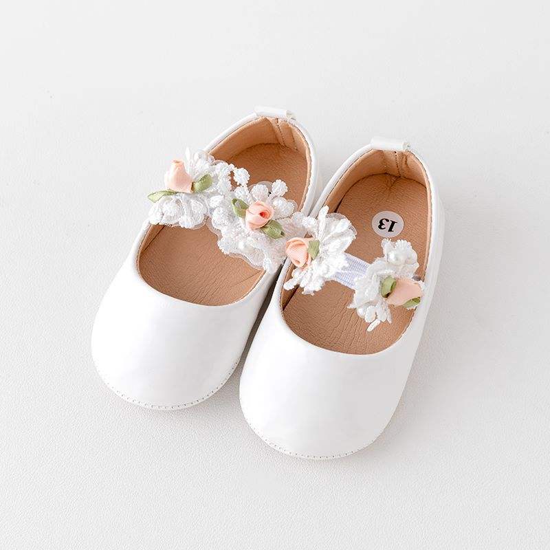 Baby Girls Princess Shoes – Lace Flower Mary Jane Flats | NZ