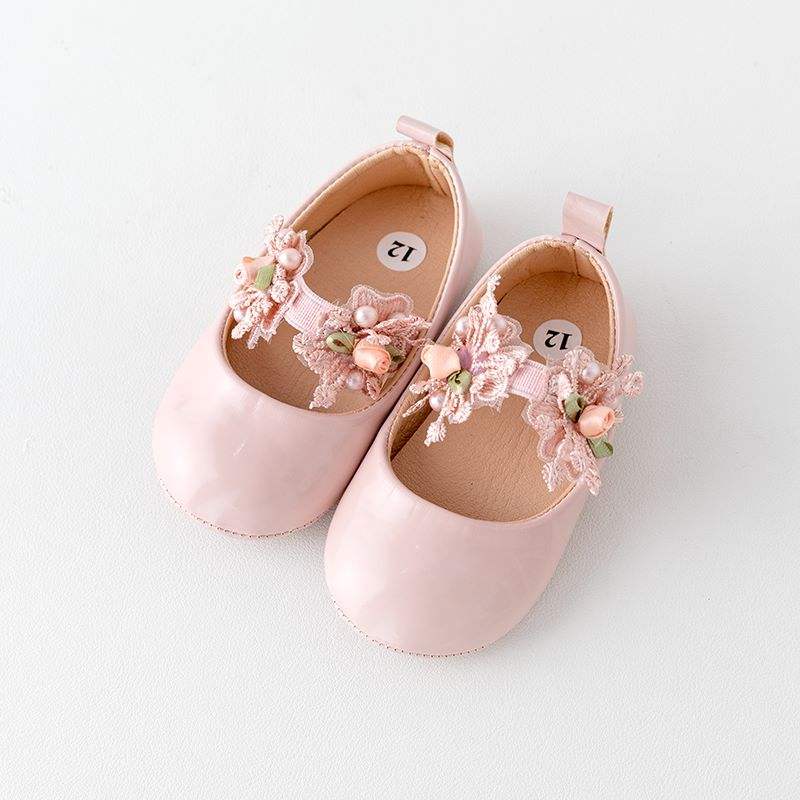 Baby Girls Princess Shoes – Lace Flower Mary Jane Flats | NZ