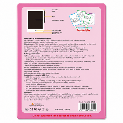 LCD Picture Book for Kids – Copy Draw and Learn (Pink)