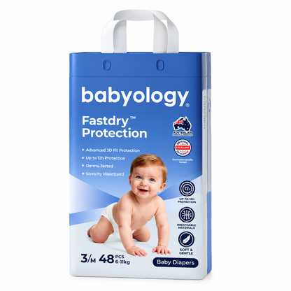 Babyology Fast Dry Protection Diapers | Comfortable & Reliable Unisex Baby Nappies