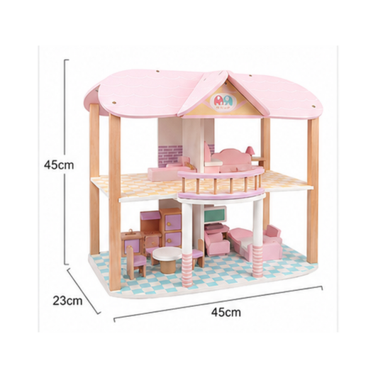 pink wooden dollhouse size